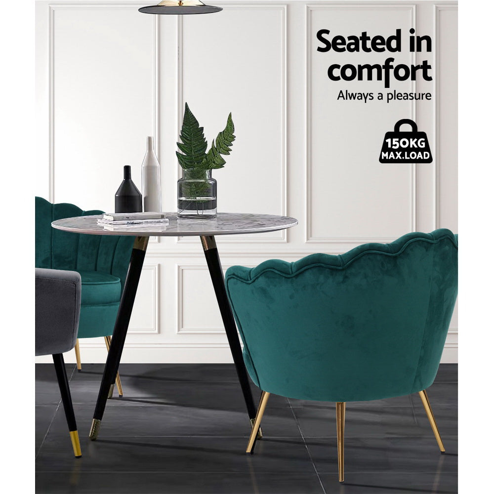 Arm Chairs & Recliners: Artiss Armchair Velvet Green Callista