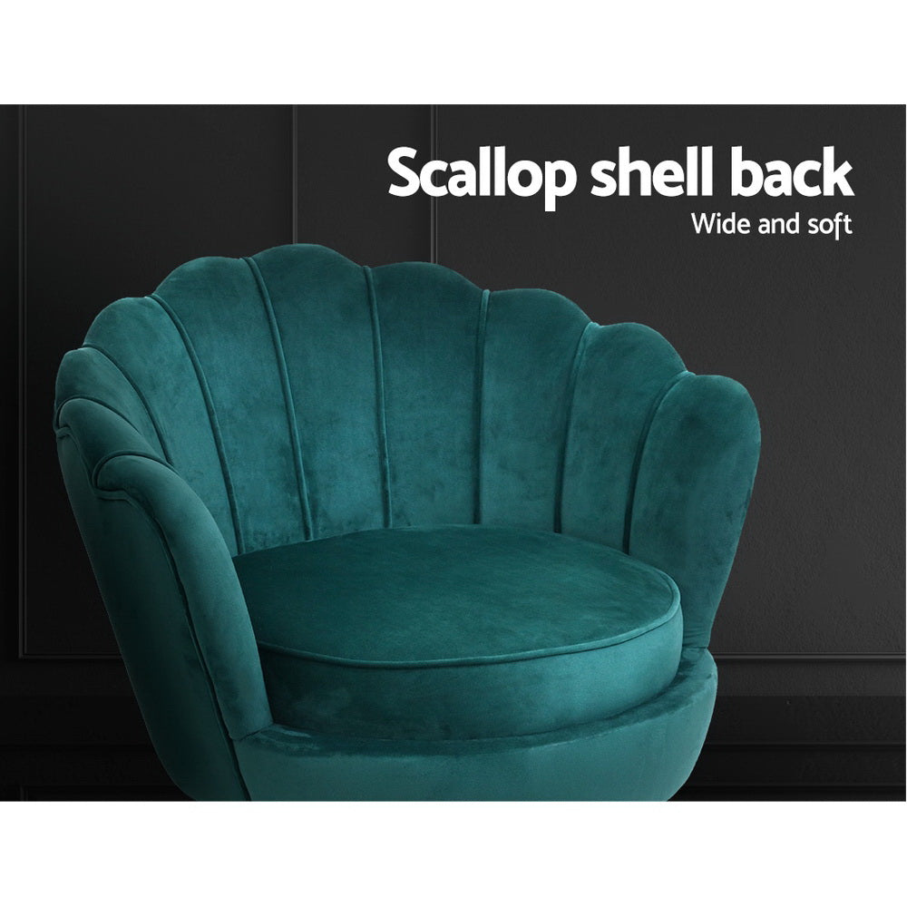 Arm Chairs & Recliners: Artiss Armchair Velvet Green Callista