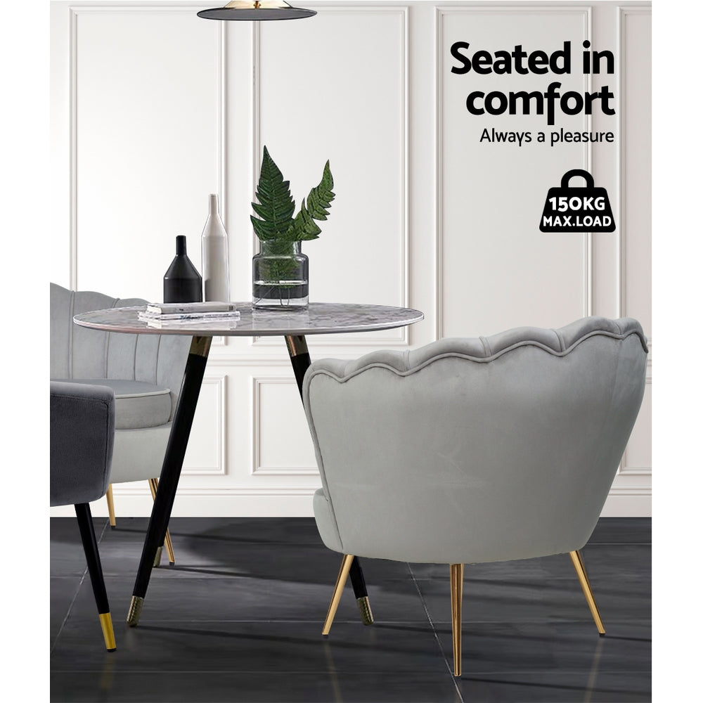 Arm Chairs & Recliners: Artiss Armchair Velvet Grey Callista
