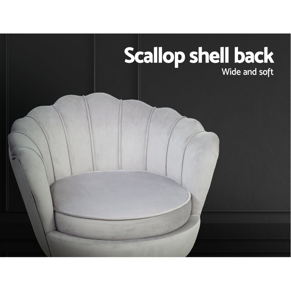 Arm Chairs & Recliners: Artiss Armchair Velvet Grey Callista