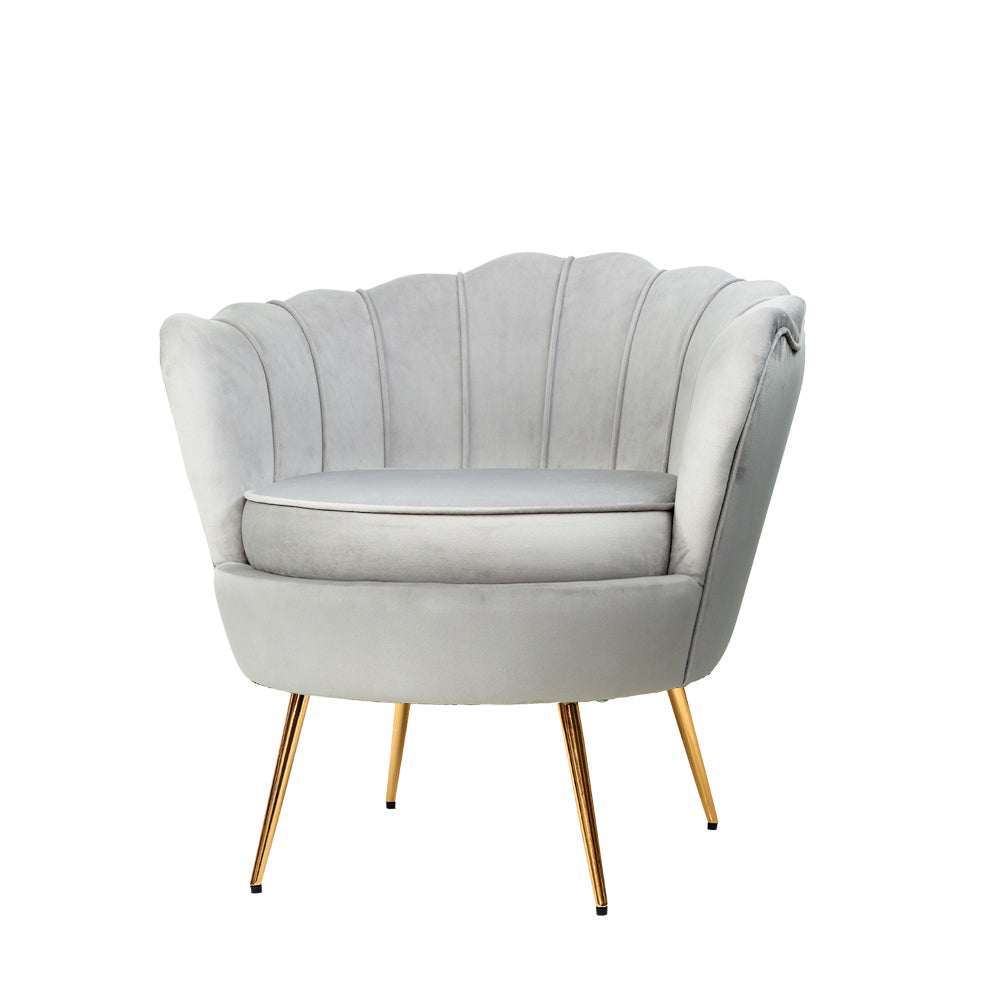 Arm Chairs & Recliners: Artiss Armchair Velvet Grey Callista