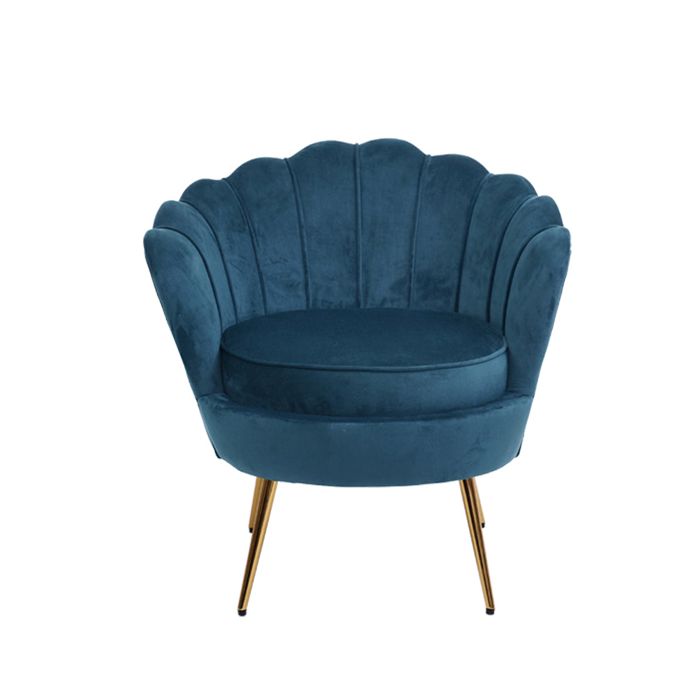Arm Chairs & Recliners: Artiss Armchair Velvet Blue Callista