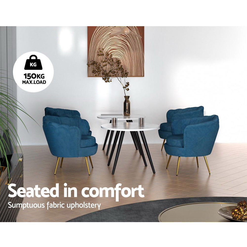 Arm Chairs & Recliners: Artiss Armchair Velvet Blue Callista