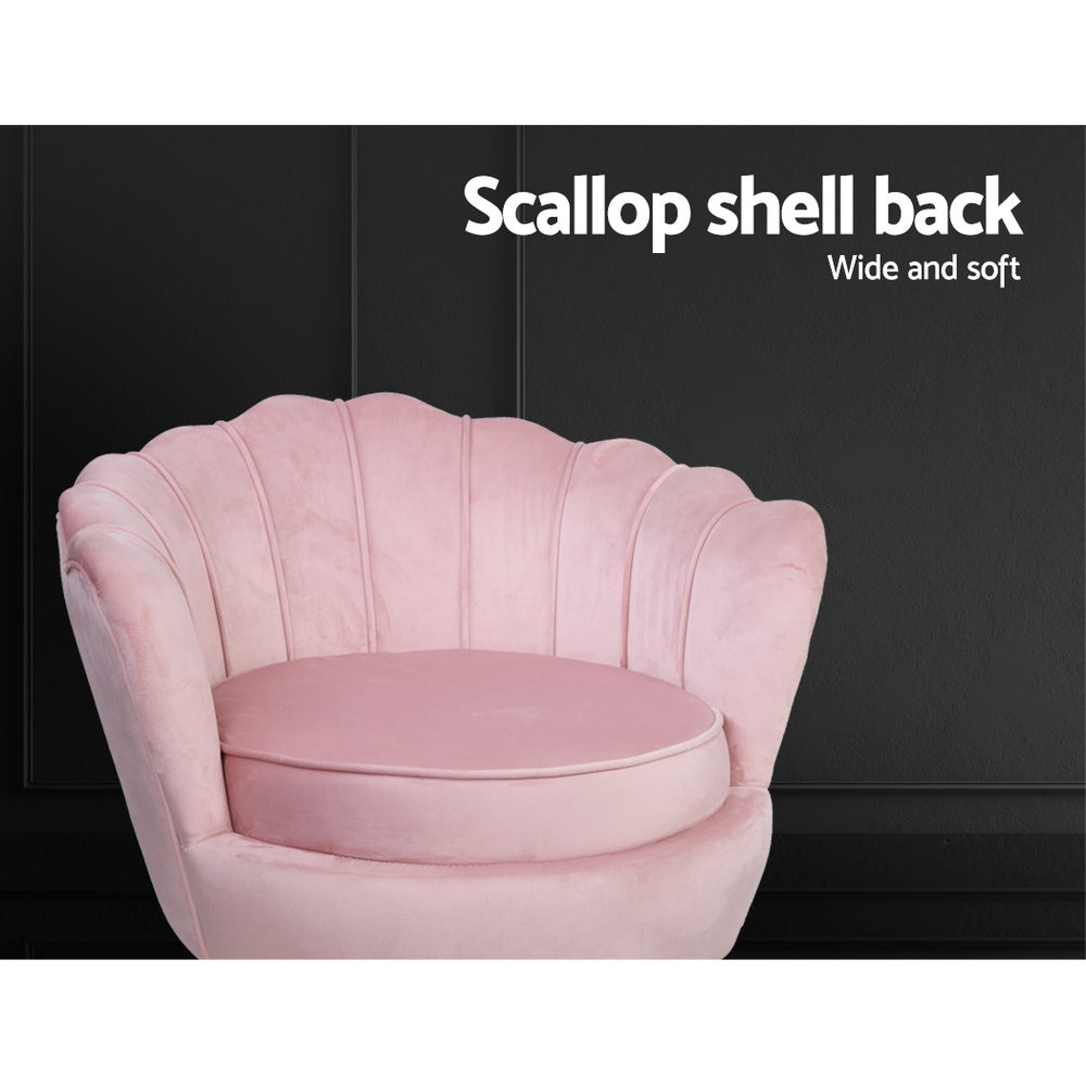 Arm Chairs & Recliners: Artiss Armchair Velvet Pink Callista