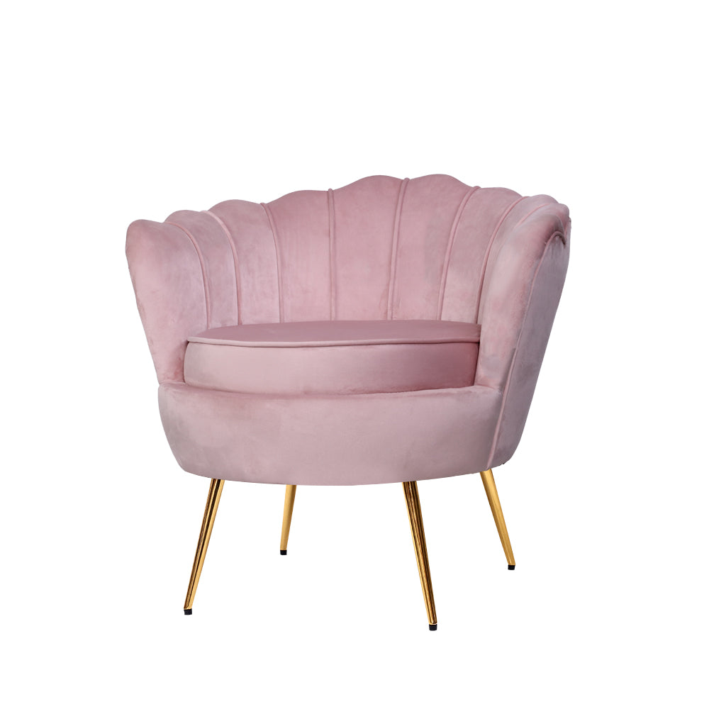 Arm Chairs & Recliners: Artiss Armchair Velvet Pink Callista