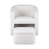 Arm Chairs & Recliners: Artiss Armchair Accent Chair w/Ottoman Lounge Footrest Storage Boucle White