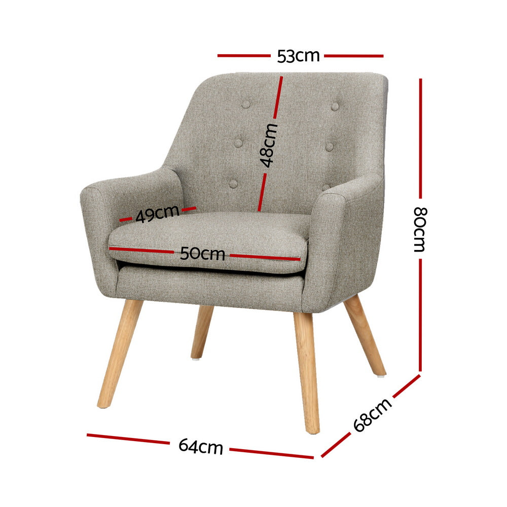 Arm Chairs & Recliners: Artiss 2X Armchair Lounge Chair Accent Tub Chair Beige ANNE