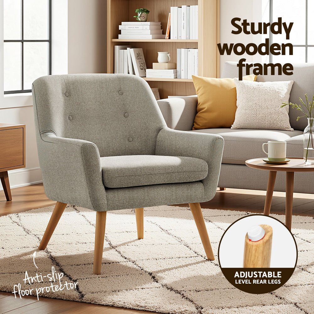 Arm Chairs & Recliners: Artiss 2X Armchair Lounge Chair Accent Tub Chair Beige ANNE