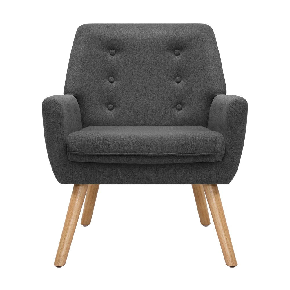 Arm Chairs & Recliners: Artiss Armchair Linen Fabric Anne Charcoal