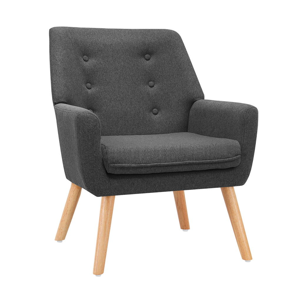 Arm Chairs & Recliners: Artiss Armchair Linen Fabric Anne Charcoal