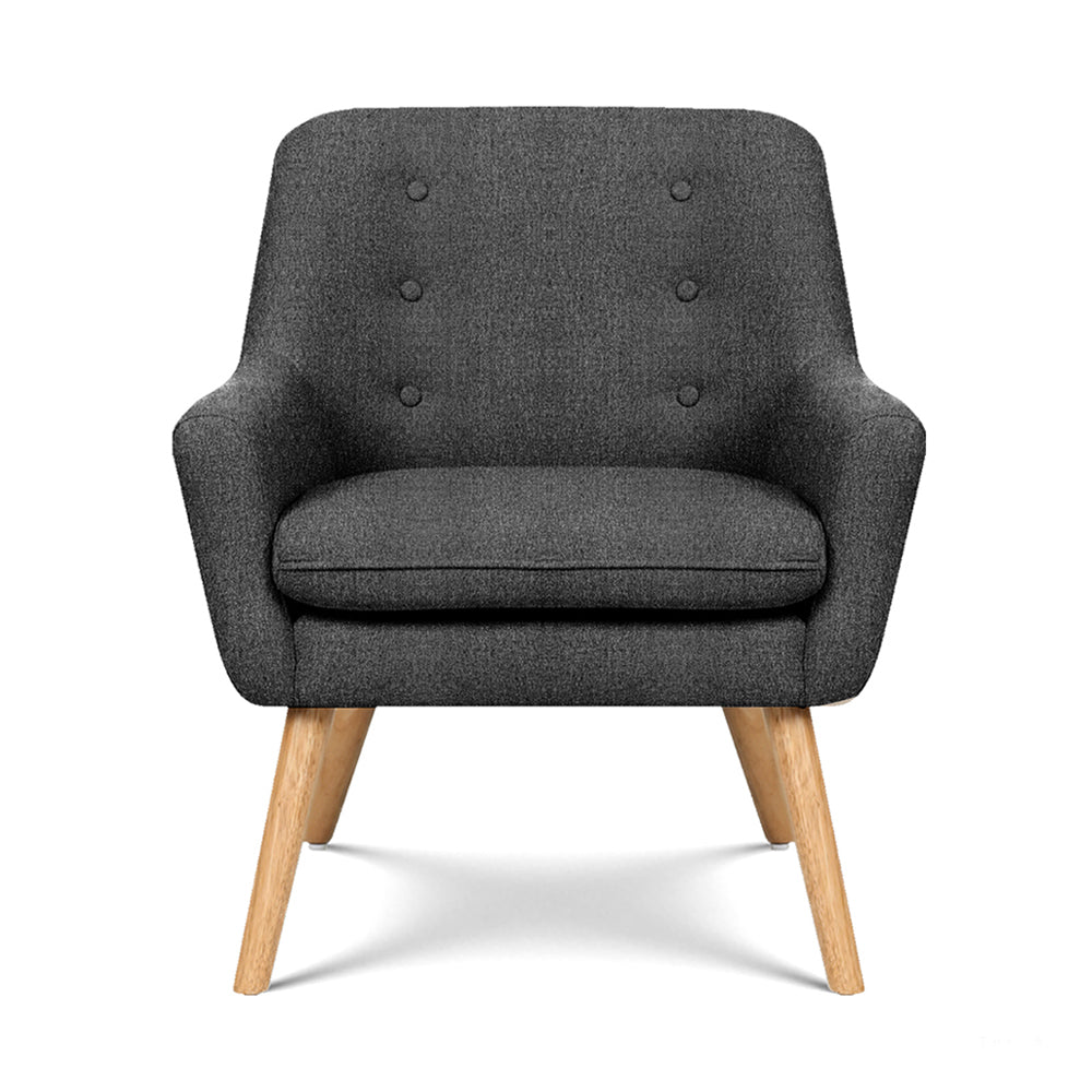 Arm Chairs & Recliners: Artiss 2X Armchair Lounge Chair Accent Tub Chair Charcoal ANNE
