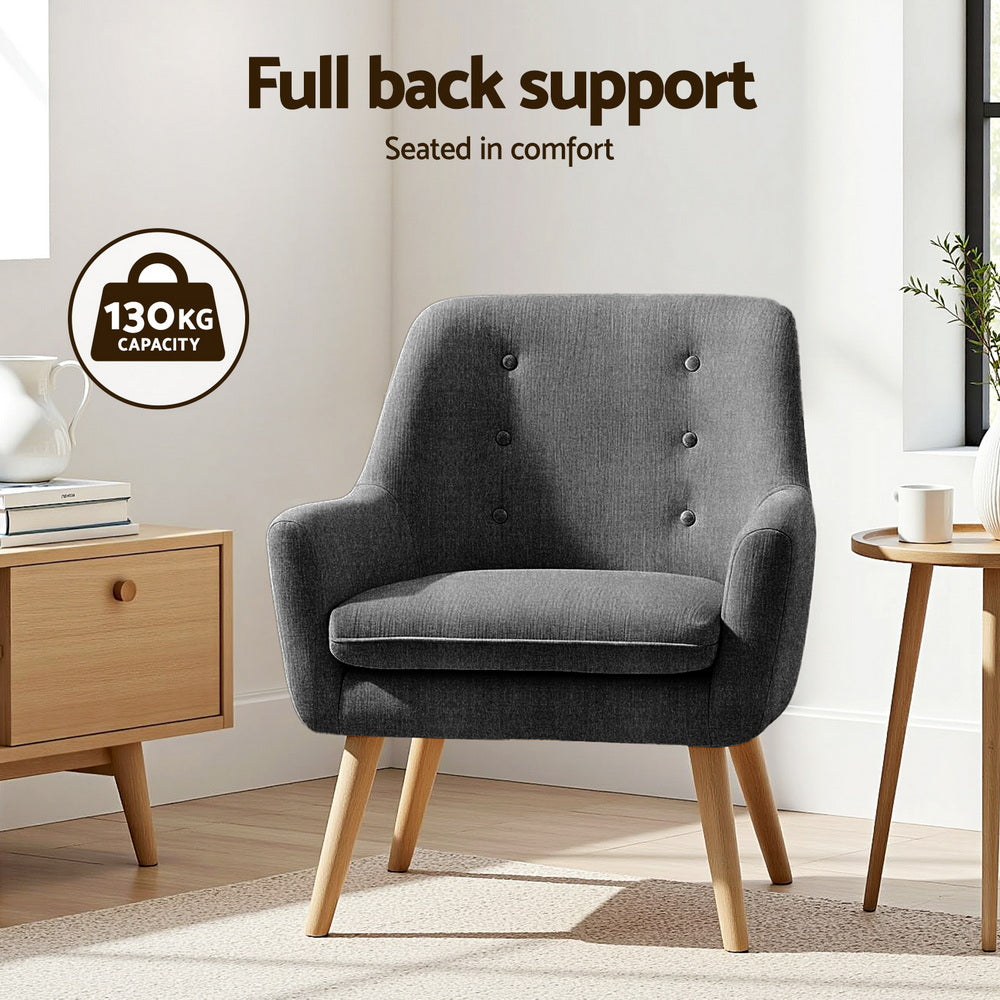 Arm Chairs & Recliners: Artiss 2X Armchair Lounge Chair Accent Tub Chair Charcoal ANNE