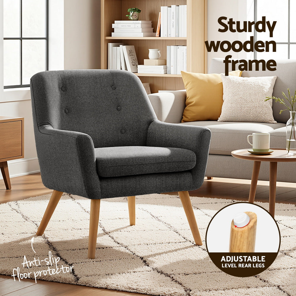Arm Chairs & Recliners: Artiss 2X Armchair Lounge Chair Accent Tub Chair Charcoal ANNE
