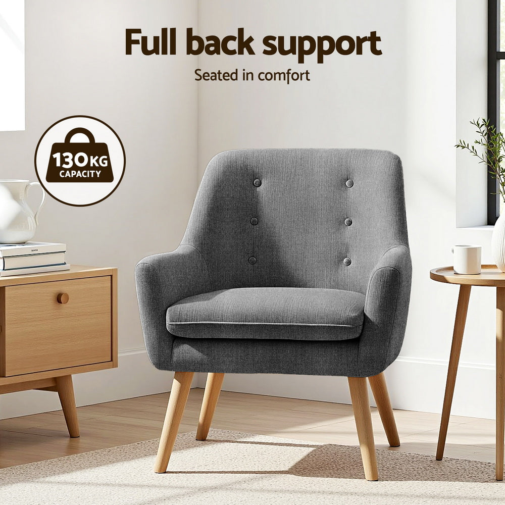 Arm Chairs & Recliners: Artiss 2X Armchair Lounge Chair Accent Tub Chair Grey ANNE