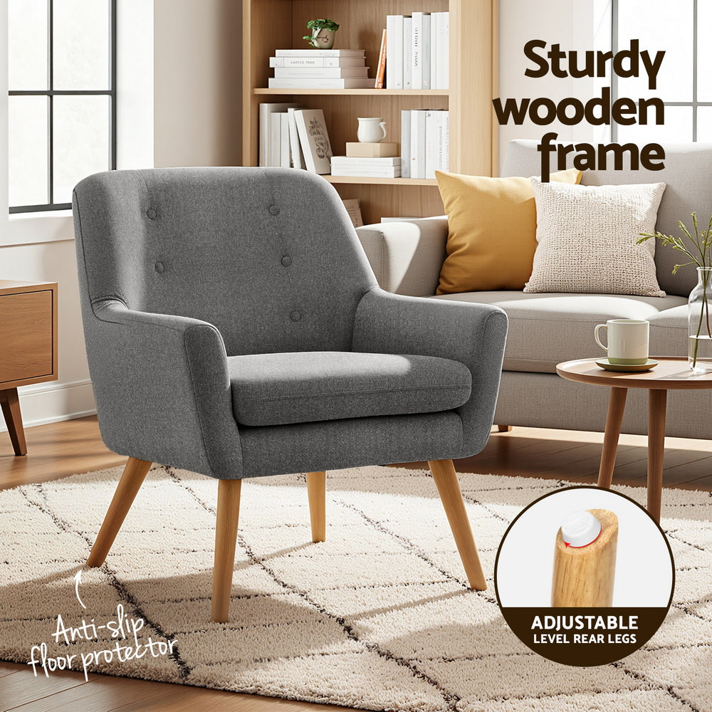 Arm Chairs & Recliners: Artiss 2X Armchair Lounge Chair Accent Tub Chair Grey ANNE