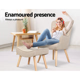 Artiss Armchair Set with Ottoman Beige Lansar