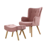 Artiss Armchair Set with Ottoman Pink Lansar