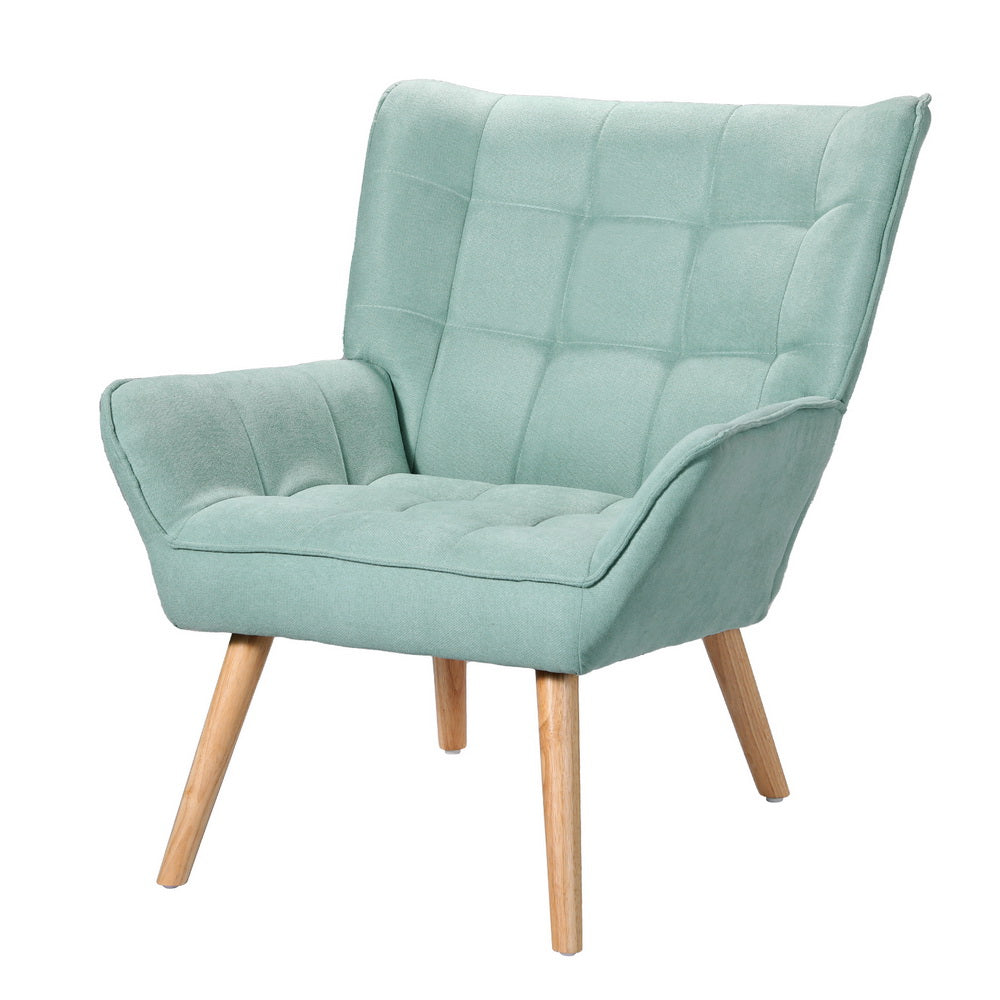 Arm Chairs & Recliners: Artiss Armchair Lounge Chair Accent Chairs Sofa Linen Fabric Cushion Seat Blue