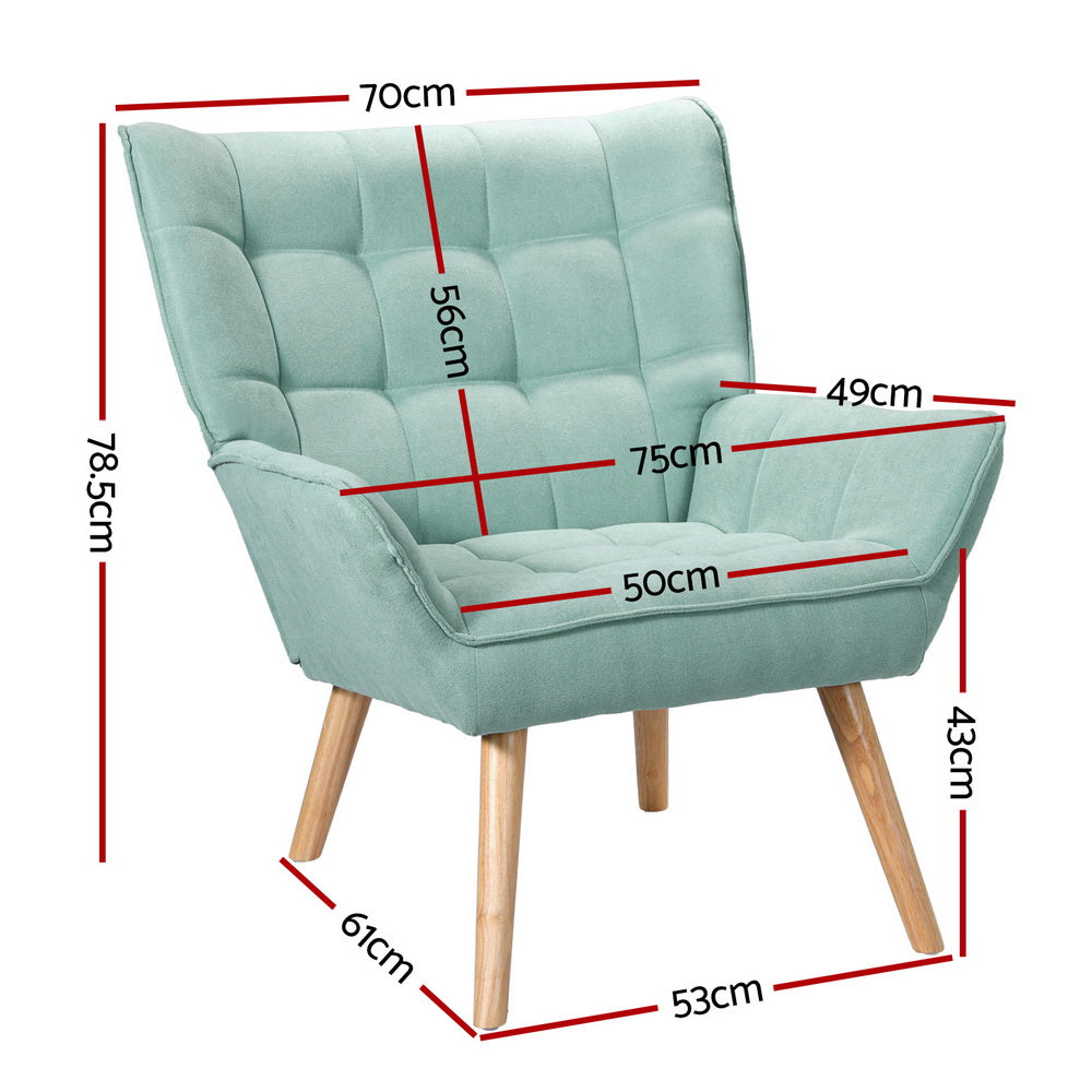 Arm Chairs & Recliners: Artiss Armchair Lounge Chair Accent Chairs Sofa Linen Fabric Cushion Seat Blue