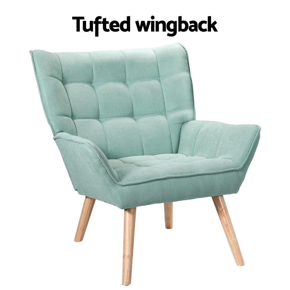 Arm Chairs & Recliners: Artiss Armchair Lounge Chair Accent Chairs Sofa Linen Fabric Cushion Seat Blue