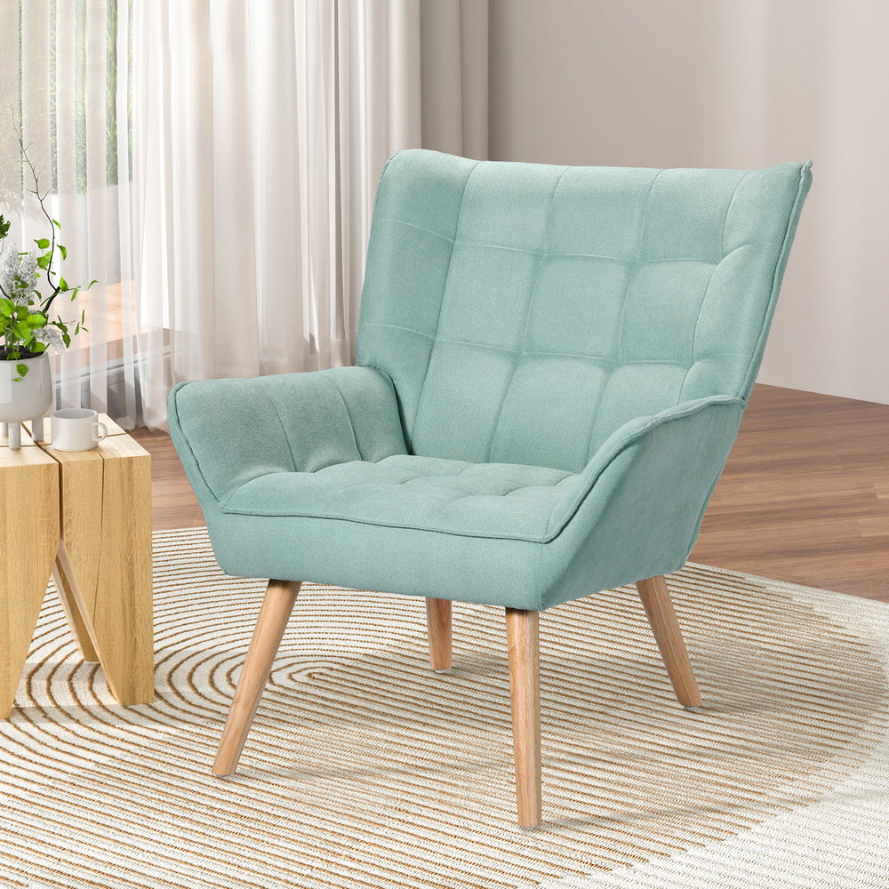 Arm Chairs & Recliners: Artiss Armchair Lounge Chair Accent Chairs Sofa Linen Fabric Cushion Seat Blue