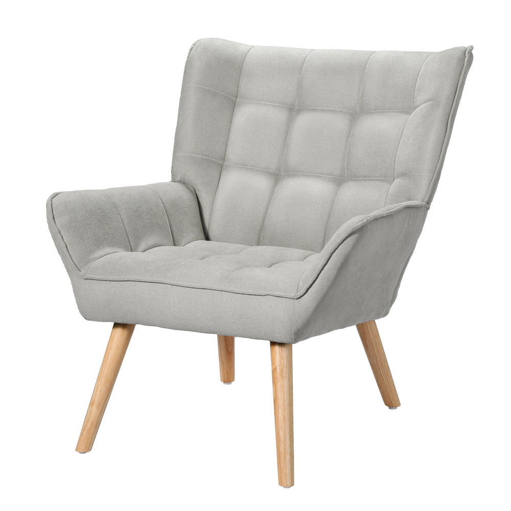 Arm Chairs & Recliners: Artiss Armchair Lounge Chair Accent Chairs Sofa Linen Fabric Cushion Seat Grey