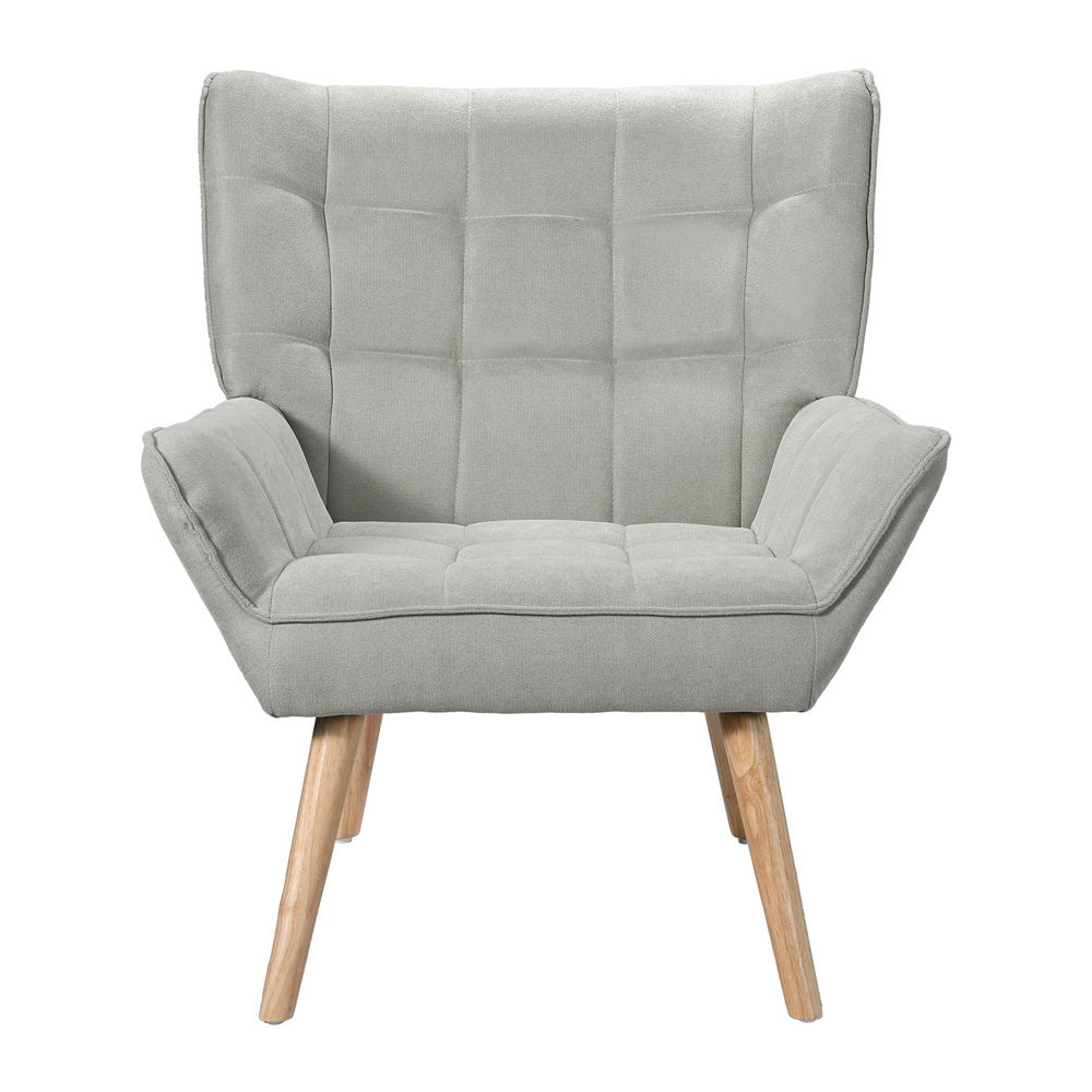 Arm Chairs & Recliners: Artiss Armchair Lounge Chair Accent Chairs Sofa Linen Fabric Cushion Seat Grey