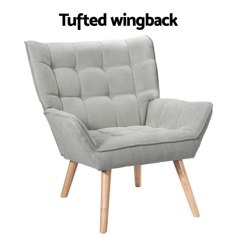 Arm Chairs & Recliners: Artiss Armchair Lounge Chair Accent Chairs Sofa Linen Fabric Cushion Seat Grey