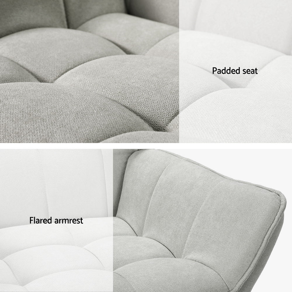 Arm Chairs & Recliners: Artiss Armchair Lounge Chair Accent Chairs Sofa Linen Fabric Cushion Seat Grey
