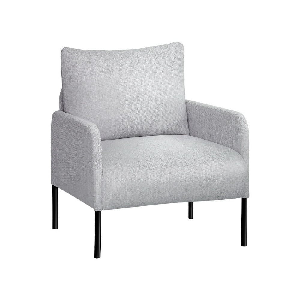 Arm Chairs & Recliners: Artiss Armchair Accent Chair Pillow Fabric Grey