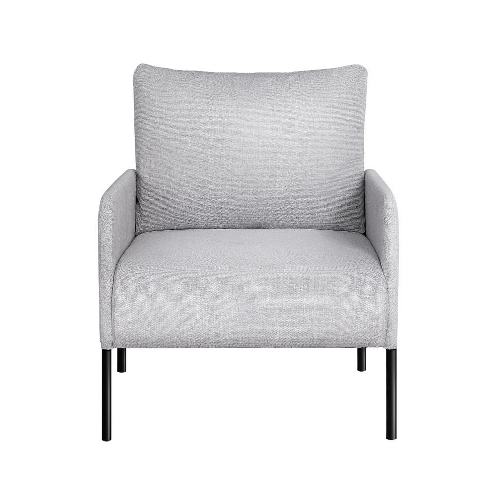 Arm Chairs & Recliners: Artiss Armchair Accent Chair Pillow Fabric Grey