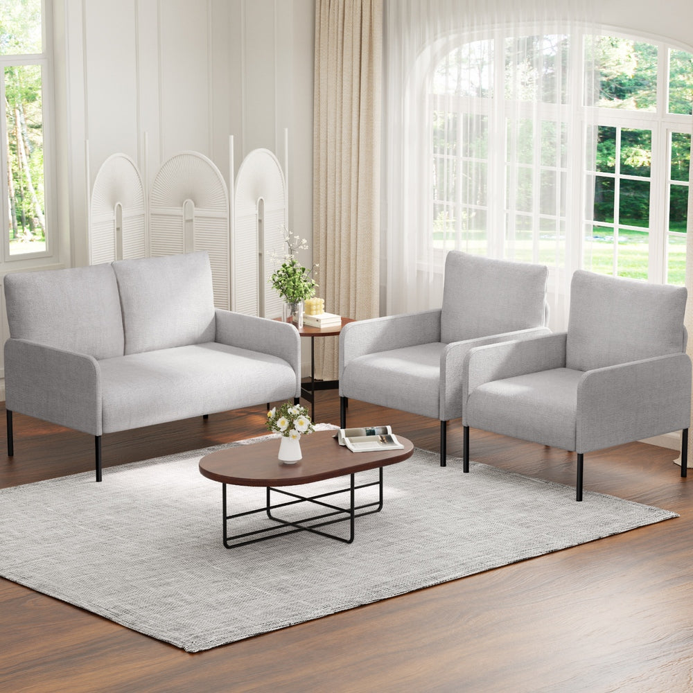 Arm Chairs & Recliners: Artiss Armchair 4 Seater Sofa Set Pillow Gery Kane