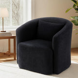 Arm Chairs & Recliners: Artiss Round Swivel Armchair Sherpa Fleece Black