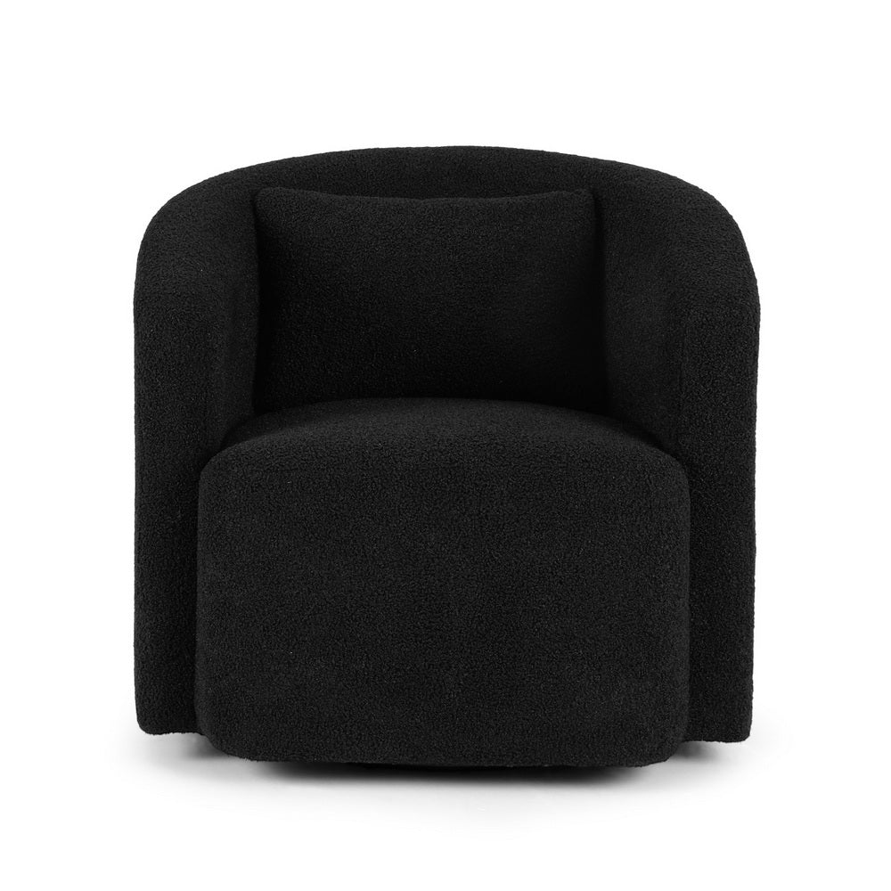 Arm Chairs & Recliners: Artiss Round Swivel Armchair Sherpa Fleece Black