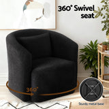 Arm Chairs & Recliners: Artiss Round Swivel Armchair Sherpa Fleece Black