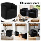 Arm Chairs & Recliners: Artiss Round Swivel Armchair Sherpa Fleece Black