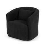 Arm Chairs & Recliners: Artiss Round Swivel Armchair Sherpa Fleece Black
