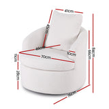 Arm Chairs & Recliners: Artiss Round Swivel Armchair Extra Pillow White