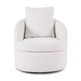 Arm Chairs & Recliners: Artiss Round Swivel Armchair Extra Pillow White