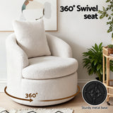 Arm Chairs & Recliners: Artiss Round Swivel Armchair Extra Pillow White