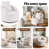 Arm Chairs & Recliners: Artiss Round Swivel Armchair Extra Pillow White