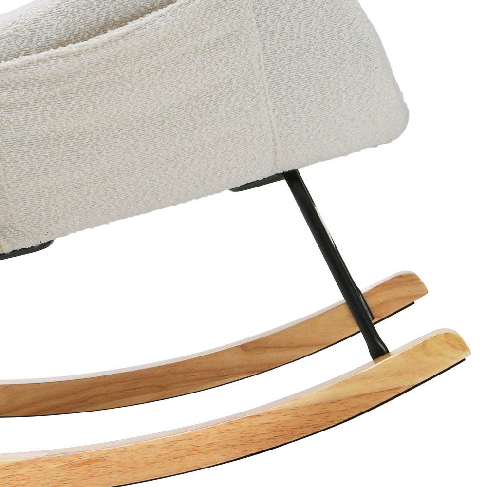 Arm Chairs & Recliners: Artiss Rocking Chair Armchair Pillow Boucle White
