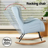 Arm Chairs & Recliners: Artiss Rocking Chair Armchair Pillow Velvet Blue