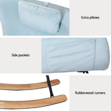 Arm Chairs & Recliners: Artiss Rocking Chair Armchair Pillow Velvet Blue