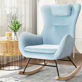 Arm Chairs & Recliners: Artiss Rocking Chair Armchair Pillow Velvet Blue