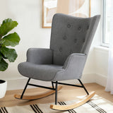 Arm Chairs & Recliners: Artiss Rocking Armchair Nursing Chair Linen Fabric Grey