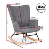 Arm Chairs & Recliners: Artiss Rocking Armchair Nursing Chair Linen Fabric Grey