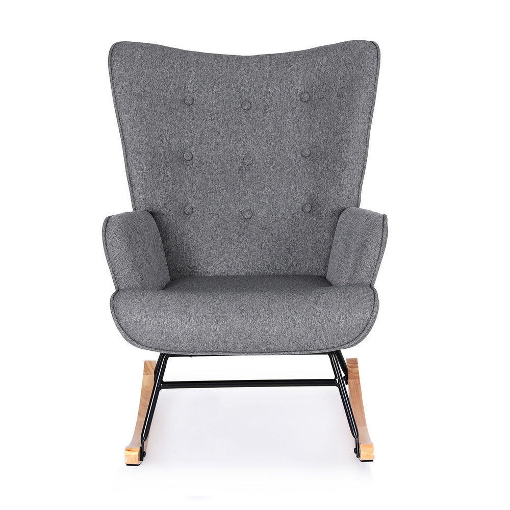 Arm Chairs & Recliners: Artiss Rocking Armchair Nursing Chair Linen Fabric Grey