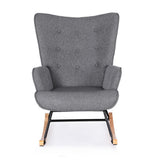 Arm Chairs & Recliners: Artiss Rocking Armchair Nursing Chair Linen Fabric Grey
