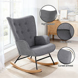 Arm Chairs & Recliners: Artiss Rocking Armchair Nursing Chair Linen Fabric Grey
